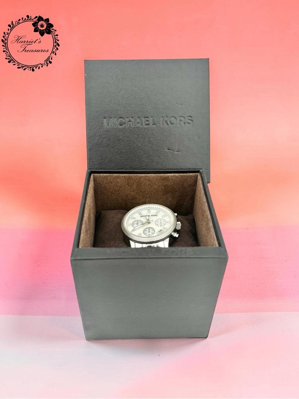 Michael Kors Silver and White Women’s Chronograph Watch